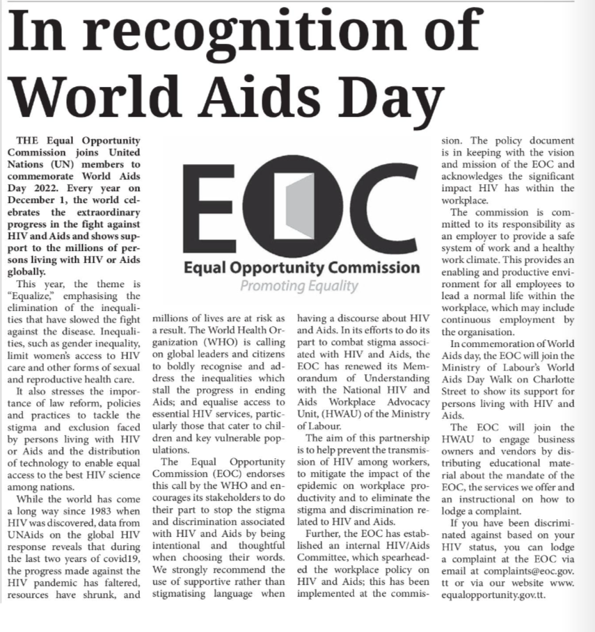 In recognition of World AIDS Day